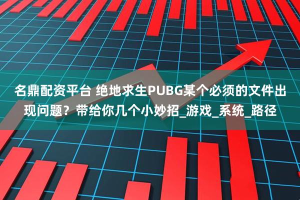 名鼎配资平台 绝地求生PUBG某个必须的文件出现问题？带给你几个小妙招_游戏_系统_路径